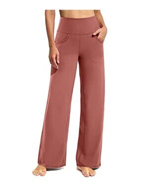 Wide Leg Yoga Pants Women High Waist Pockets Stretch Lounge Work